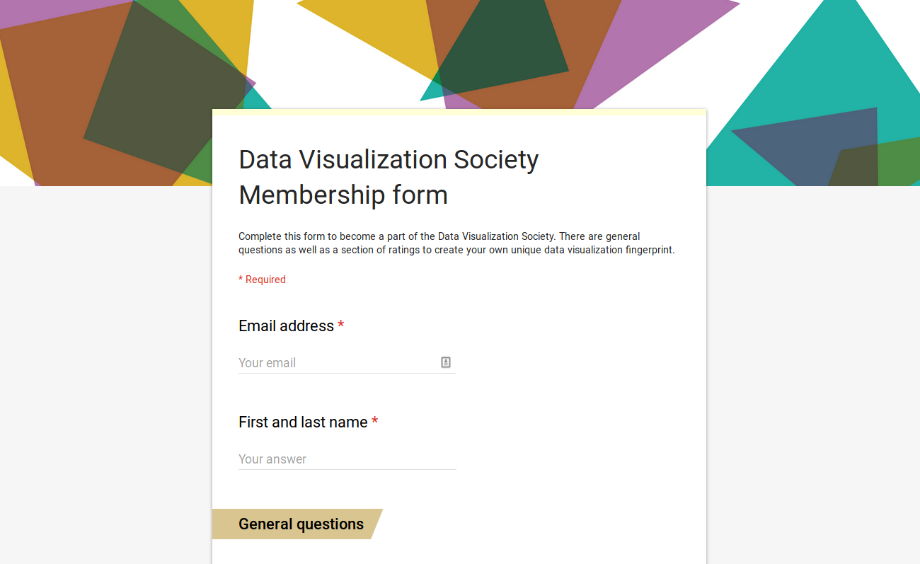 The Data Visualization Society Membership form